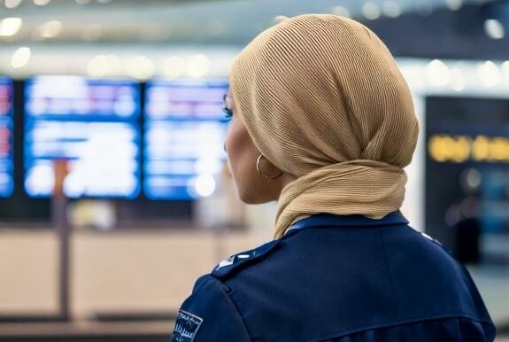 woman with hijab at the airport